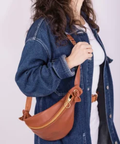 Leather belt bag for women