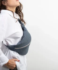 XL banana bag, chest bag - denim blue cotton fabric