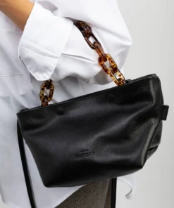 Leather bucket bag for women