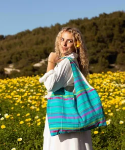 Marthe tote bag - vintage Madras fabric