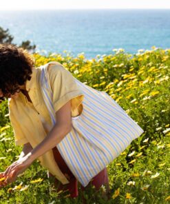 Marthe tote bag - vintage navy blue striped fabric
