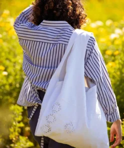 Marthe tote bag - vintage openwork fabric